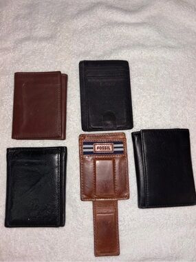 Lot of 5 Men’s Wallets Brown and Black